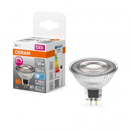 OSRAM GU5.3 Strahler Superstar Plus MR16 HD LIGHTING 36° Abstrahlwinkel dimmbar 12V 8W wie 50W neutralweißes Licht 90Ra hohe Farbwiedergabe